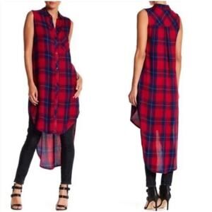 RAILS The Jordyn Women’s Ruby and Navy Plaid Sleeveless Tunic Top small